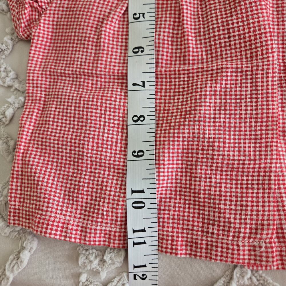 Vintage 70s Crib-Age Fashion 2 Pc Baby Outfit XL Red White Gingham Americana - Picture 10 of 11